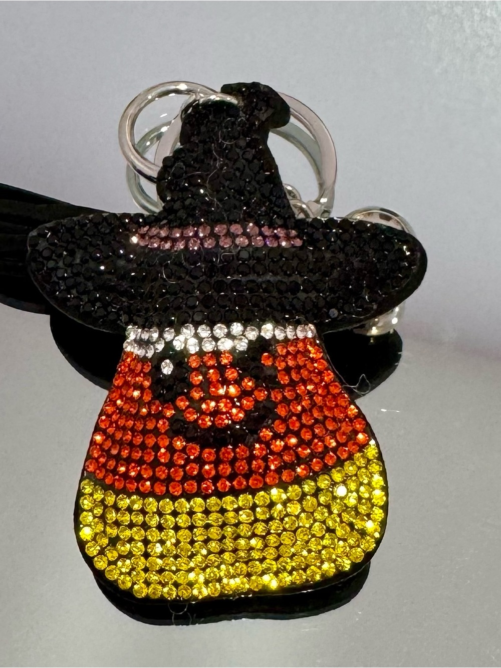 New Crystal Candy Corn Witch Hat Keychain Bag Charm